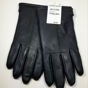 Nordstrom Black Leather Driving Gloves Sz L NWT